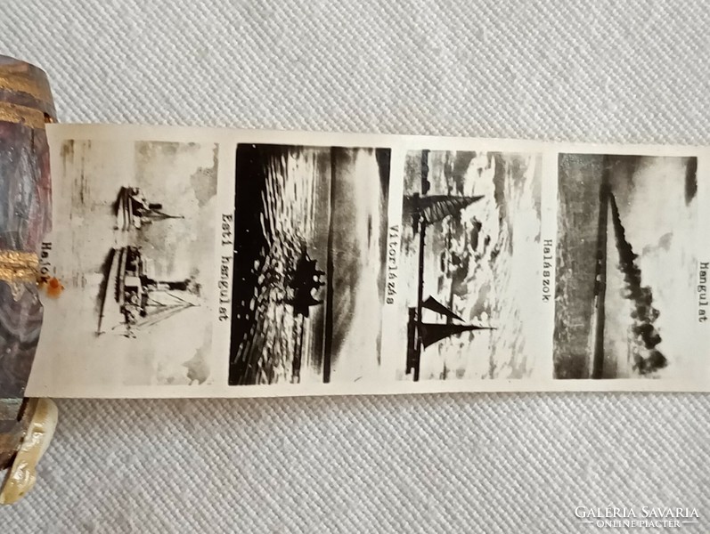 Balatoni emlék vitorlás képek hordóban retro 6x5x3cm