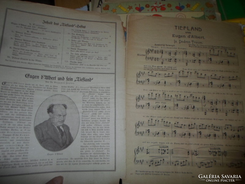 D'albert: tiefland - arias at the bottom of mountains, voice + piano, antique sheet music