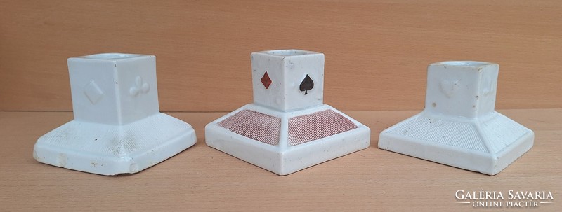 3 Pieces old porcelain table match holder and lighter porcelain container