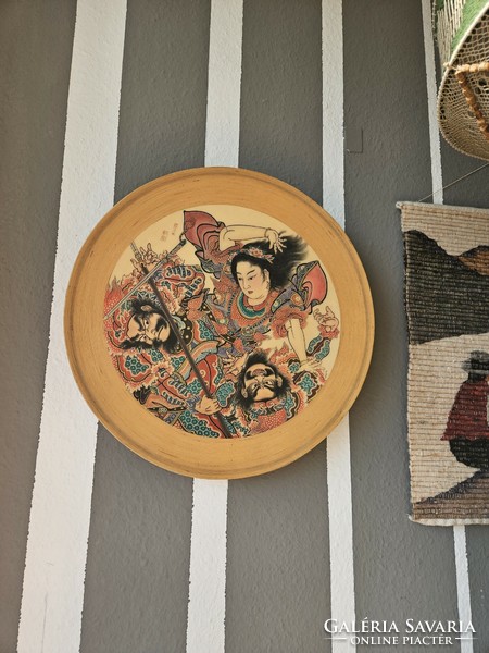 Jelzett Kinai falitányér régi retro eredeti  pepsi reklàm bambusz