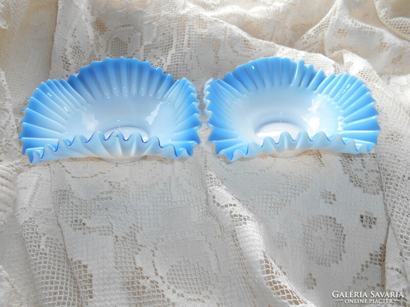 2 fenton turquoise opal glass bowls