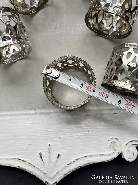 Set of 6 festive silver-plated napkin rings with openwork decoration