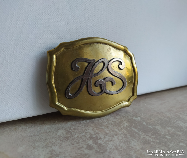 Quality silver and copper monogrammed belt buckle (atb - bertele manufactory)