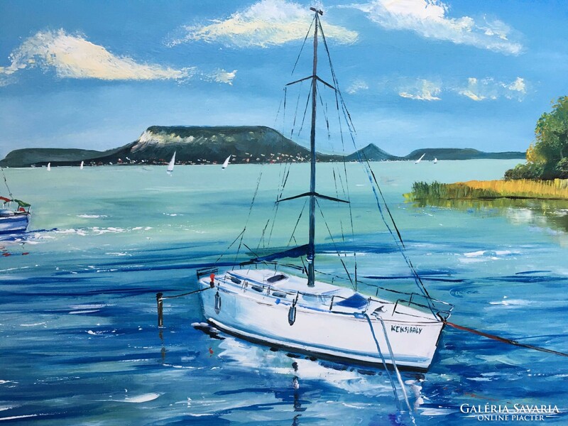 Balaton harbor... Large contemporary impression