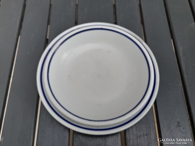 Zsolnay menzás flat and deep plate with a blue edge