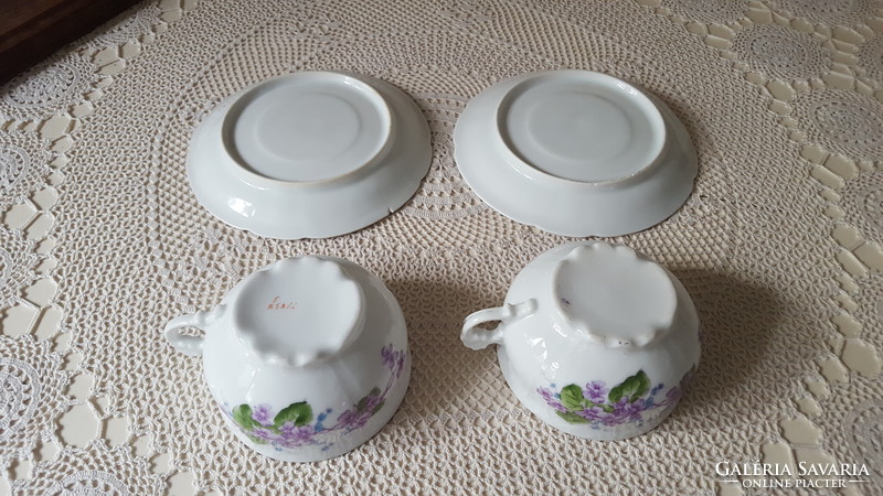 Old large violet porcelain teacup, 2 pcs.