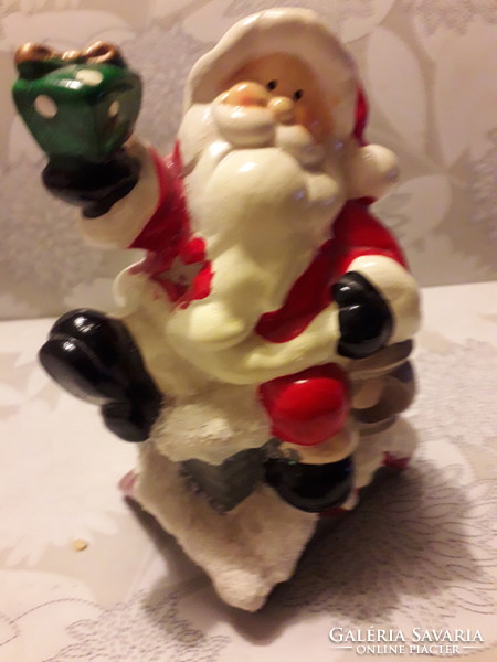 Ceramic Santa Claus shape candle holder illuminated glazed 15x7x6cm. Flawless