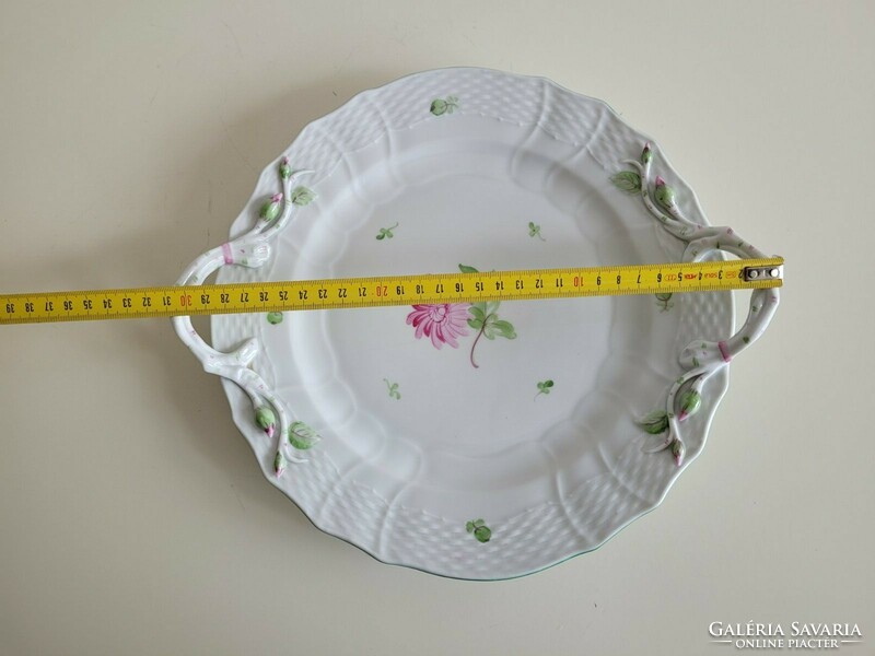 Régi Herendi Tertia növényinda füles kínáló süteményes tál 28 cm