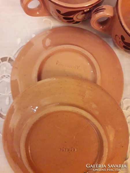 Marked, parchment ceramic mocha set