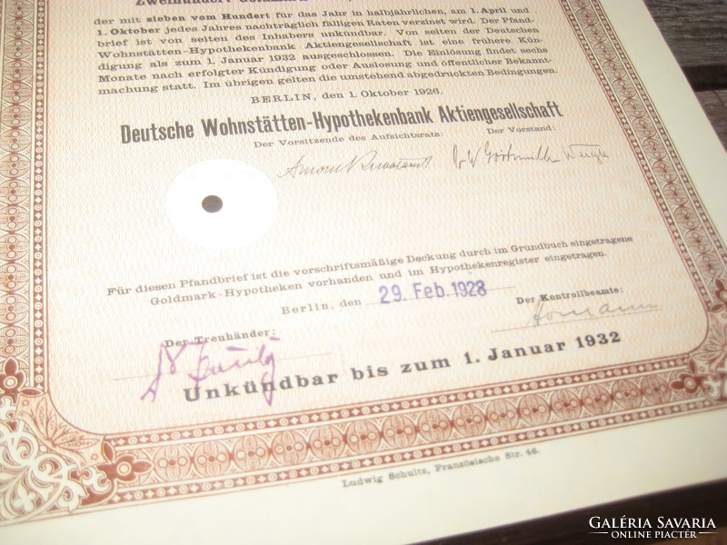 German bond 7% from 1928, 200 gold marks