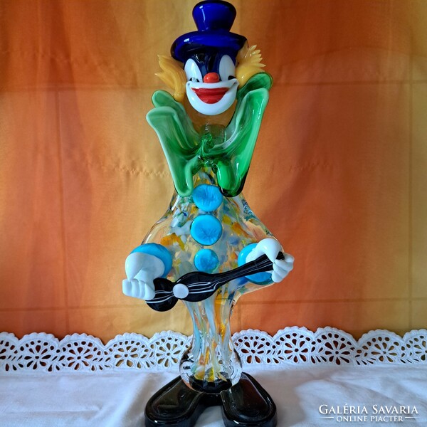 Murano glass clown with guitar