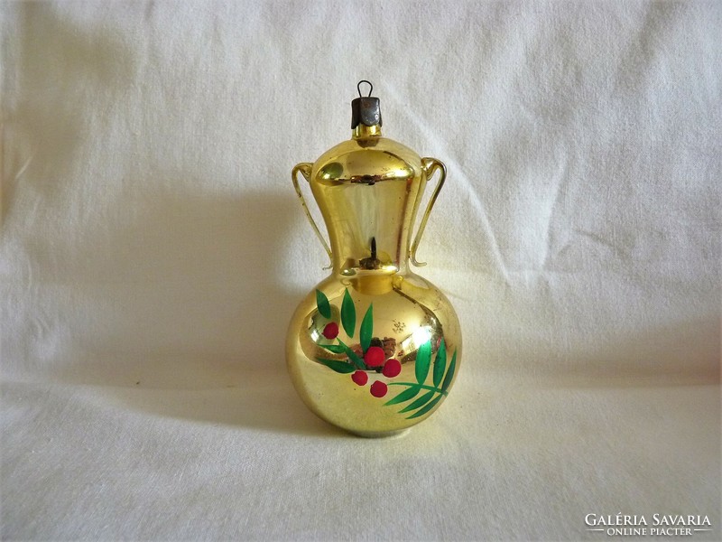Old glass Christmas tree decoration - decorative golden jug!