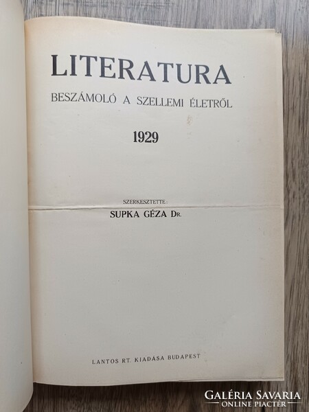 Literatúra Beszámoló a szellemi életről