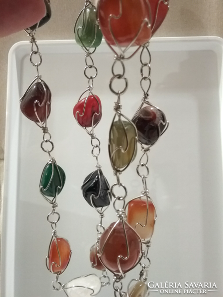 Art deco old transparent mineral necklace 80 cm