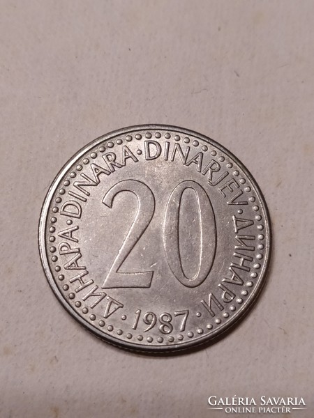 20 dínár 1987 Jugoszlávia