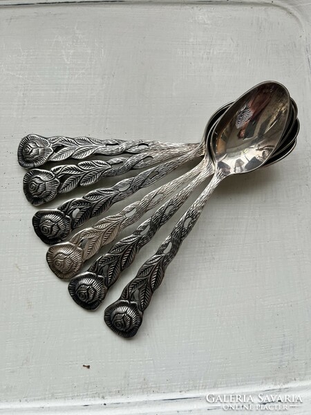 6 Spoons of Hildesheim rose, silver-plated tea, one teaspoon at a time