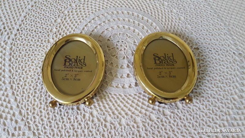 Miniatűr Solid Brass polírozott réz asztali képkeret 2db.