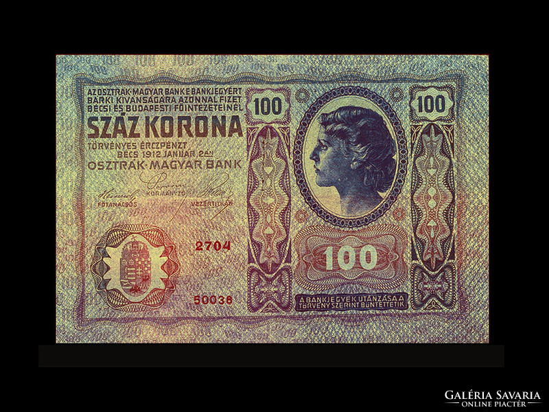 100 Korona - from 1912 - mint on the German side - very nice!