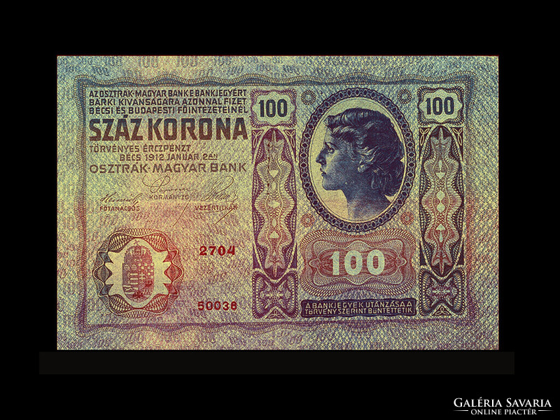 100 KORONA - 1912 - BŐL - NÉMET OLDALON DÖK - Nagyon szép!