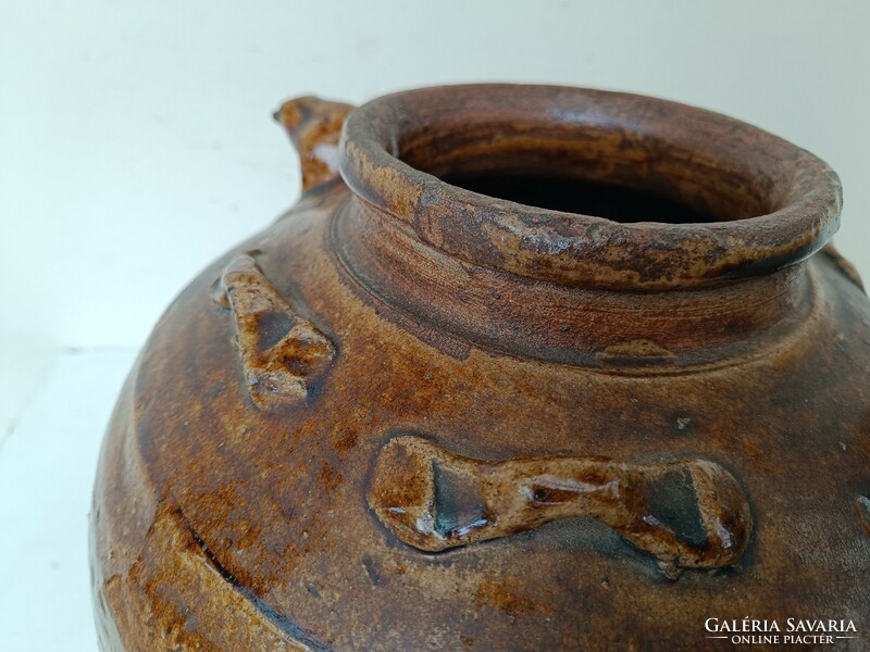 Antik kínai nagy mázas cserép tea gyömbér tartó váza Ázsia 412 8831