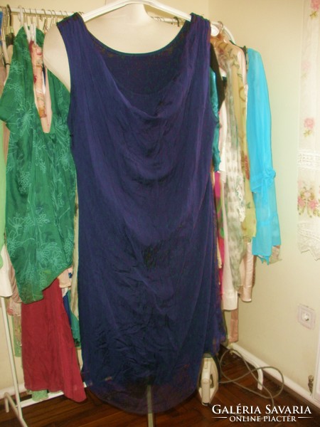 100% Silk dress, dark blue