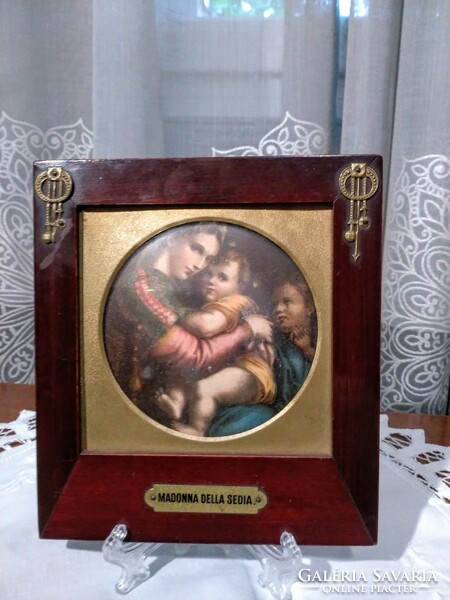 Antique framed Raphael's Madonna embossed print