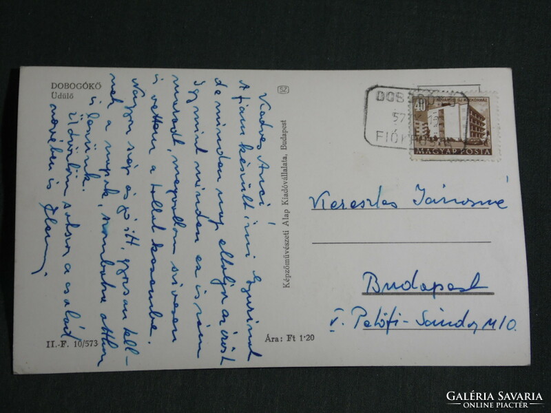 Képeslap,Postcard, Dobogókő, üdülő látkép,részlet, 1957