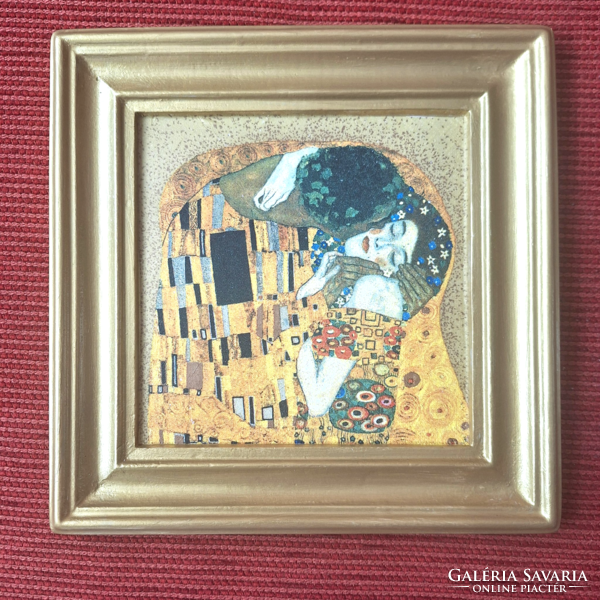 Klimt Csók című képe, decoupage kép,  falikép, kézműves termék