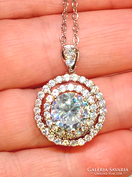 Silver-plated round clear cz crystal pendant necklace 262
