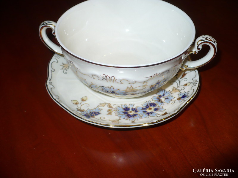 Zsolnay soup bowl with cornflower decoration