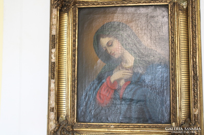 Mary - antique oil painting in a frame
