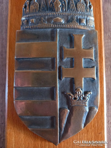 Old bronze craftsman Hungarian coat of arms, wall decoration