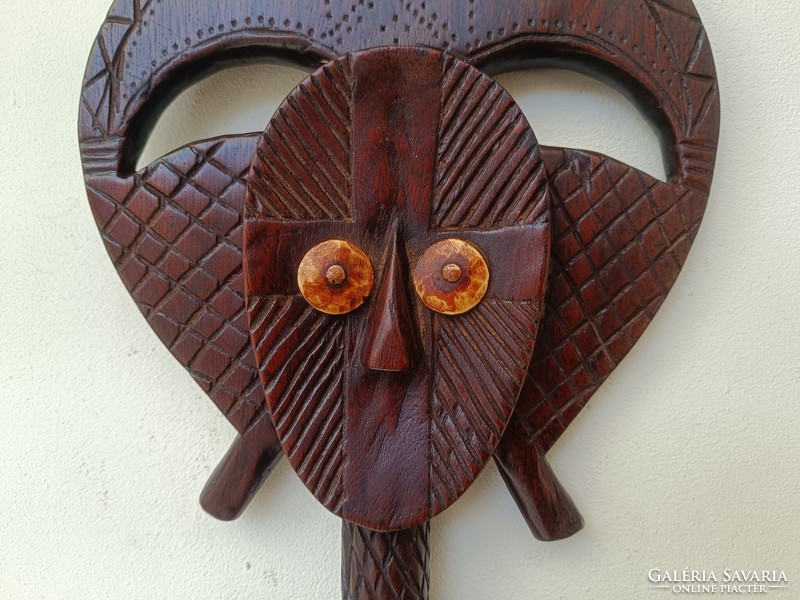 Antik afrikai Kota népcsoport faragott fa fétis maszk szobor Gabon 416 8834