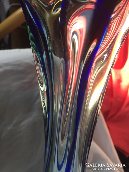 Hatalmas, kézzel készített jelzett lengyel kristályüveg váza - N18