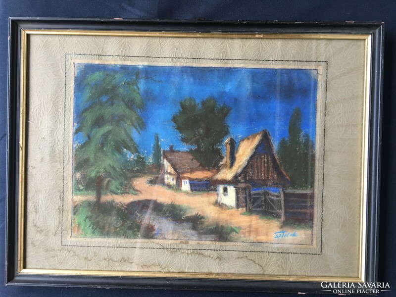 Antique framed landscape.