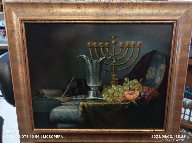 XX. század eleji művész, olaj, karton festmény, 40 x 50 cm-es nagyságú.judaika
