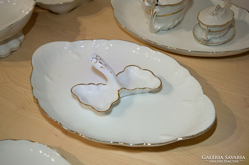 Zsolnay porcelán étkészlet elemek, kiegészítők, aranyozott dekorral