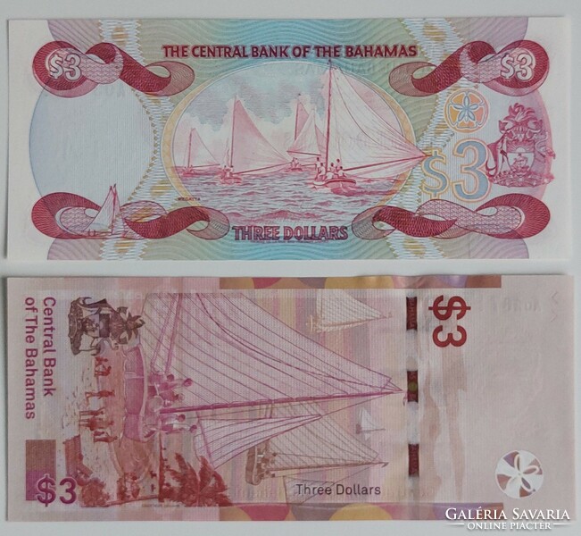 2 Bahamas 3 dollar ounce banknote