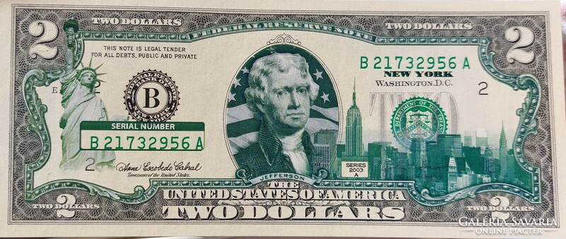 Exclusive speciality! US $2, 2003, ounce banknote!
