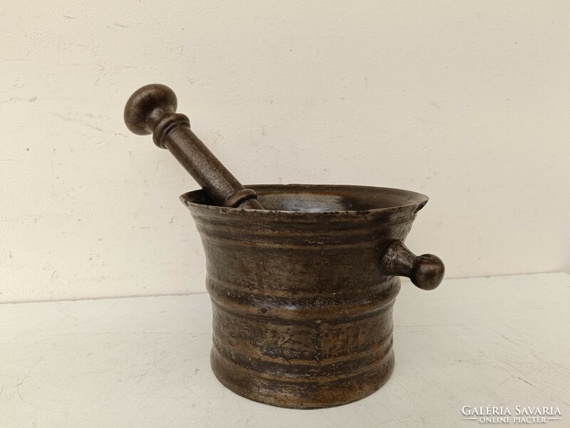 Antik patika konyhai eszköz vas mozsár gyógyszerész szerszám 18. - 19. század 747 8727