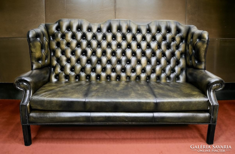 Klasszikus 3 személyes Chesterfield bőr kanapé