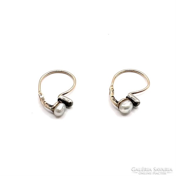 0131. Old girl earrings with diamonds and pearls