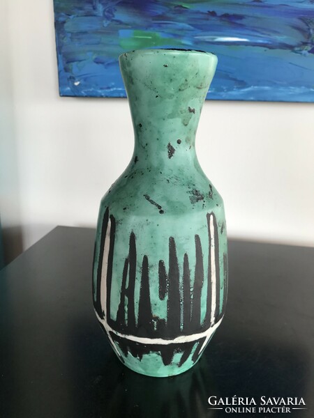 Gorka Lívia türkiz váza, ceramic vase by Lívia Gorka (20/E2)