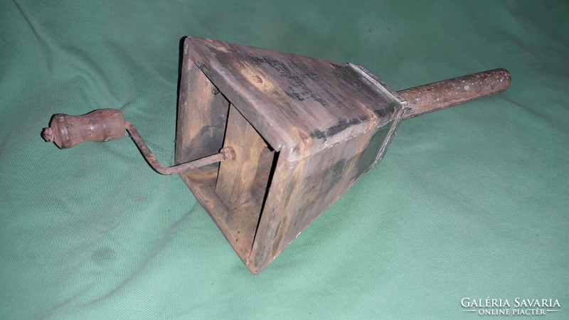 Antique manual metal - wooden container goose stuffing machine can be a rare farmhouse decoration according to the pictures
