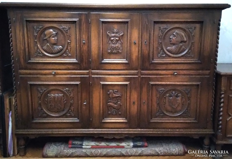 Colonial dining room set, 1920s-30s, renovated, in good condition, sold as a set only for HUF 670,000