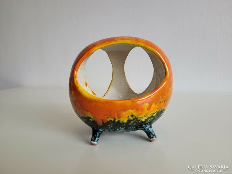 Industrial ceramic table decoration mid century ikebana vase on retro legs