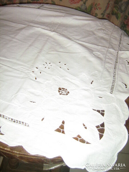 Wonderful huge sewn embroidery tablecloth