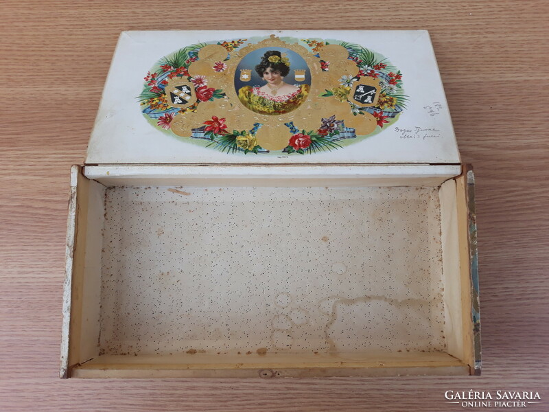 Antique Colinette wooden cigar box