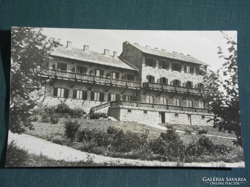 Postcard, podium, resort view, detail, 1957