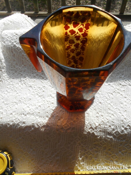 Art deco vastag súlyos  üveg  váza-